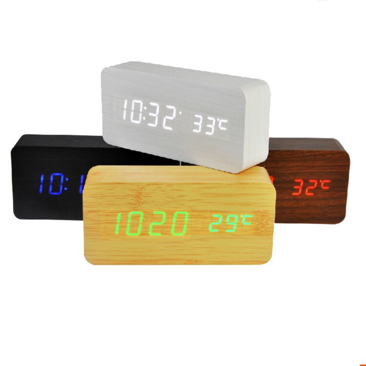 New Creative LED Wood Clock Wooden Home Electronic Alarm Clock Mini Digital Clock Seat Clock Special Price