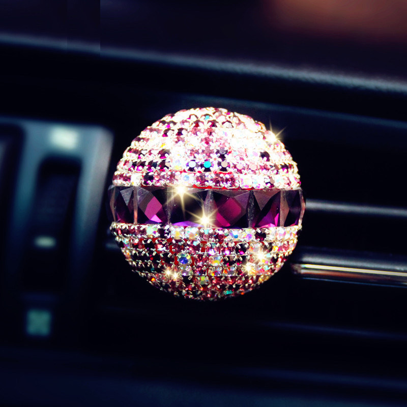 摩丝娃娃 汽车出风口香水 车用车载香水球空调出风口镶钻汽车香水