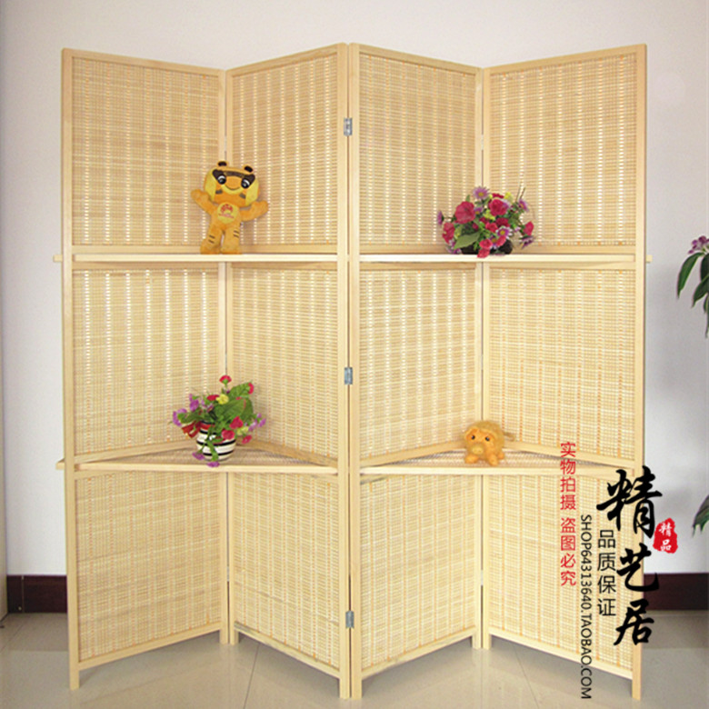 Solid wood screen partition fashion folding folding room seating room square wall tea room Chinese modern screen