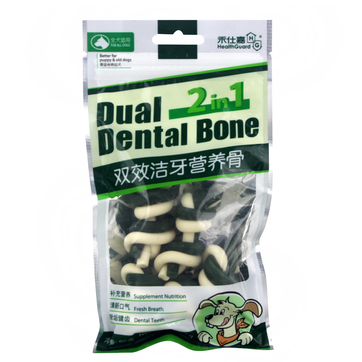 波奇网 宠物零食 狗咬胶 禾仕嘉 双效洁牙营养骨90g 泰迪狗零食