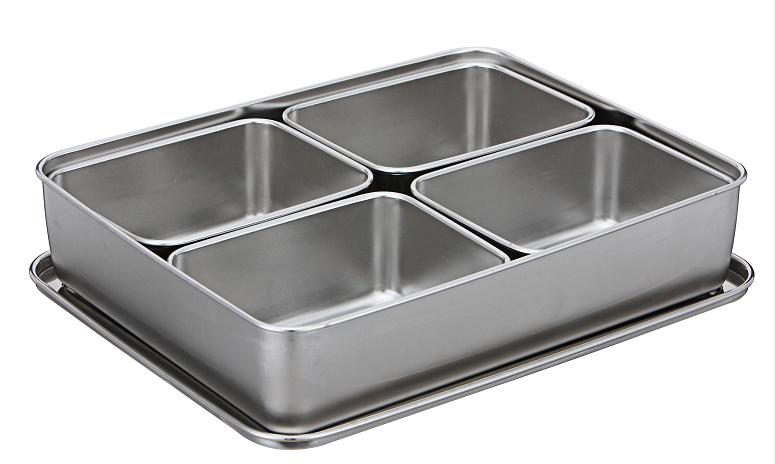 Japan-style stainless steel seasoning box with covered multi-compartment seasoning pot with lid square kitchen seasoning bottle