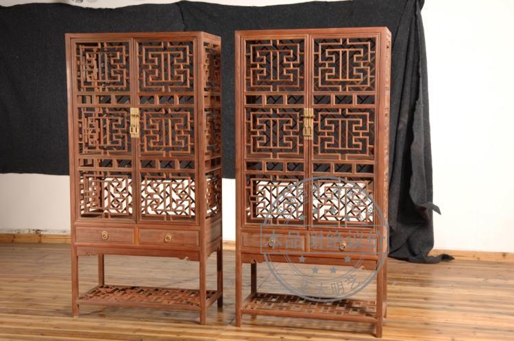 Zhengda Mingyi Yue Yellow Bookcase Solid Wood Collection Cabinet Antique Vietnam Huanghua Pear Chicken Cage Bookcase Two-piece Set