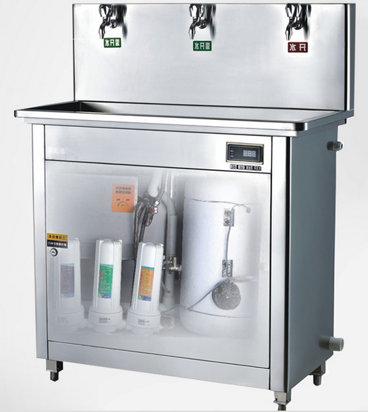 Stainless steel energy saving water fountain straight water dispenser triple tap upright warm type filtration plant school company Commercial