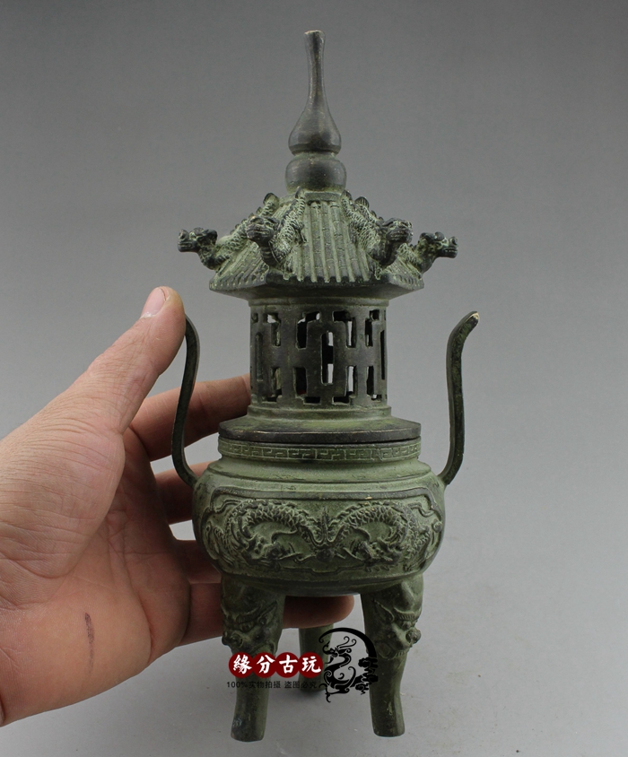 Aromatherapy stove pure copper tower stove plate incense burner tower incense burner line incense burner antique bronze incense burner incense burner tower furnace elephant stove