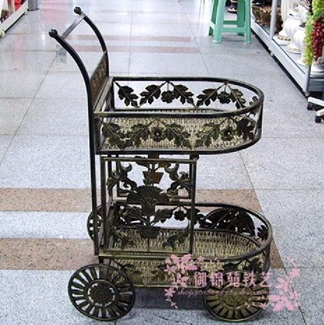 C013 European retro wrought iron dining car trolley Dining car Hotel dining car wine car Service dining car Snack car