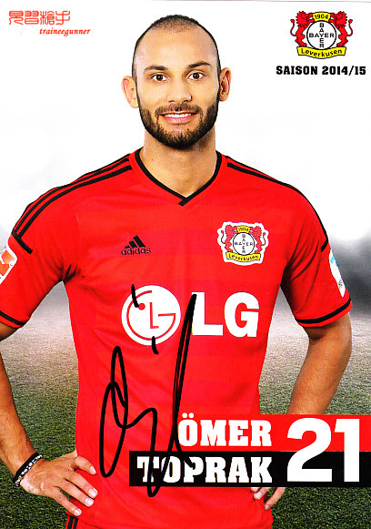 Turkish International Toplak Leverkusen 2014-15 autographed official card