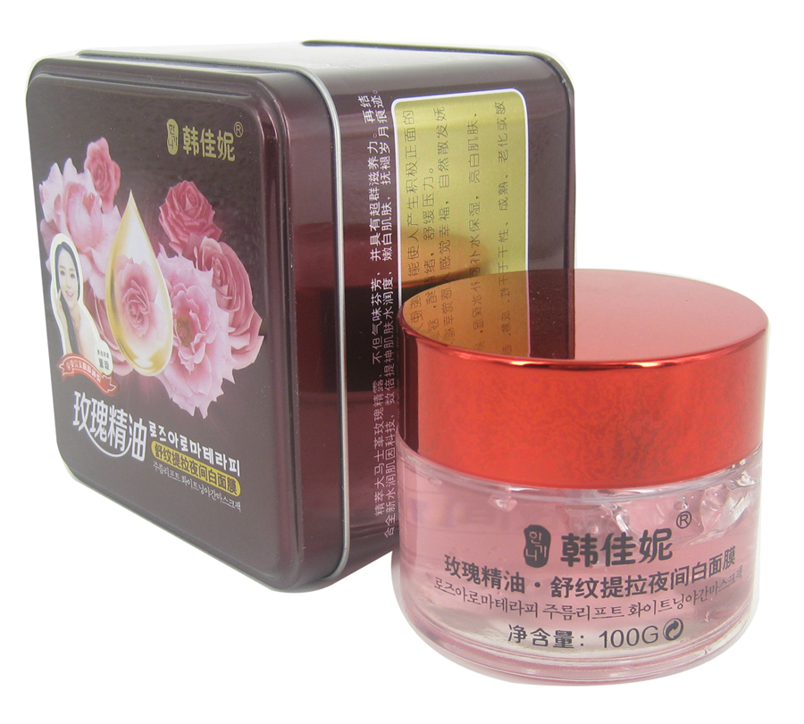 韩佳妮玫瑰精油舒纹提拉面膜100g夜间白皙面膜紧致提拉免洗面膜
