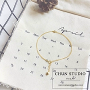 Handmade, đơn giản, hàng nhập khẩu của Mỹ, vàng 14K, siêu flash, một viên kim cương, zircon, vòng chân tốt, không phai - Vòng chân