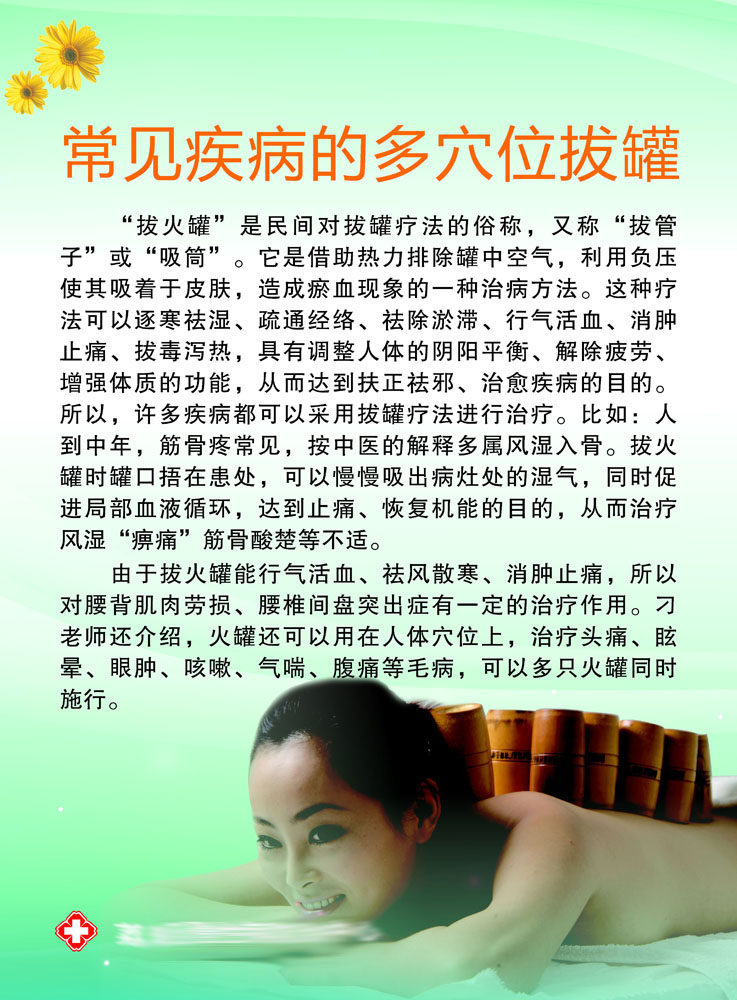 611办公装饰海报展板素材548常见疾病的多穴位拔罐