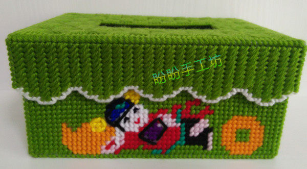 Three-dimensional embroidery new 3D cross stitch living room cartoon cartoon toilet paper box series to attract wealth into treasure God of wealth tissue box