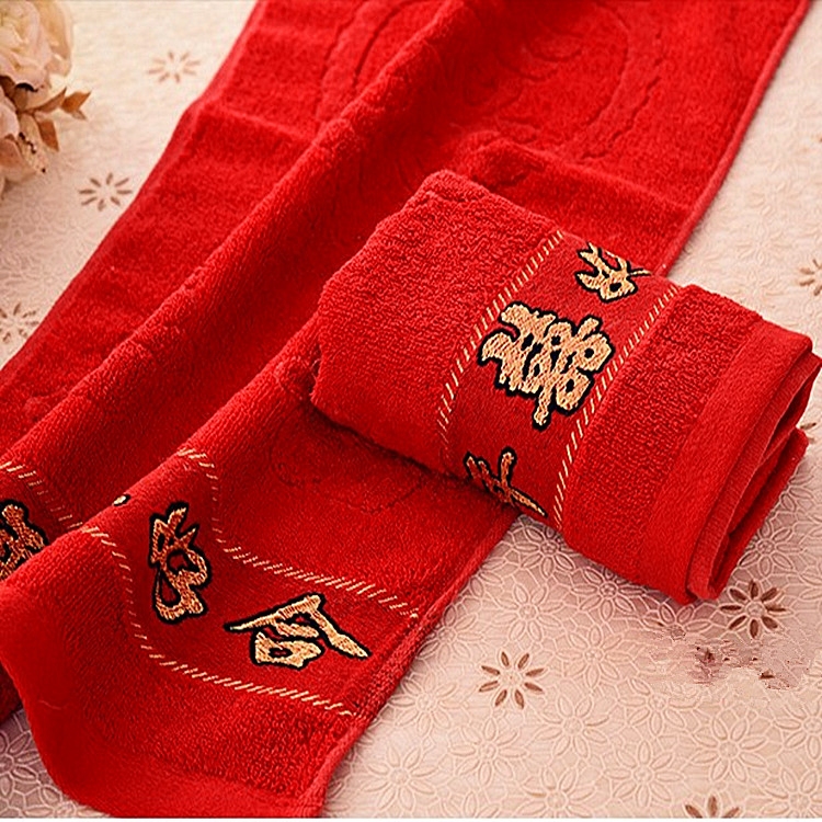 Wedding Supplies Pure Cotton Big Red Festive Couple Towels Hundreds of years Good Towel Wedding wedding towels