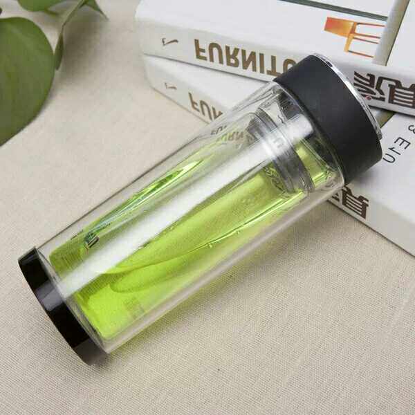 New promotion custom double layer portable business heat resistant gift glass printed text logo