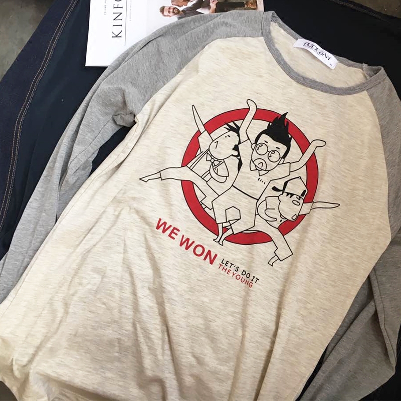 特价日系复古情侣款原创男士卡通创意趣味纯棉长袖打底衫潮牌街头