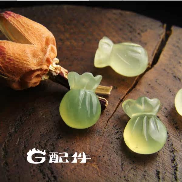 Promotion Natural Xiuyu hand-carved lucky small money bag diy earring pendant hand beaded jewelry jade accessories