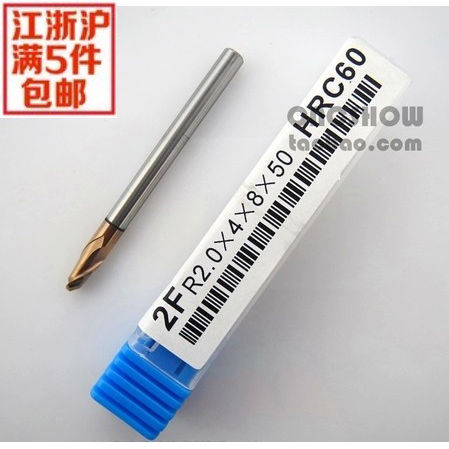 60-degree 2-edge ball head vertical milling cutter CARBIDE END MILLS 2F-R1*4 * 4 * 50HRC60