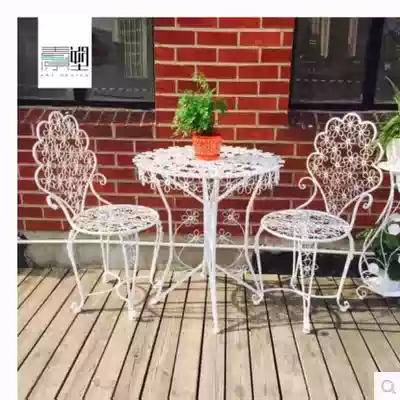 Pastoral wrought iron plum balcony table and chair set dining table and chair three-piece courtyard outdoor casual coffee table and chair coffee table