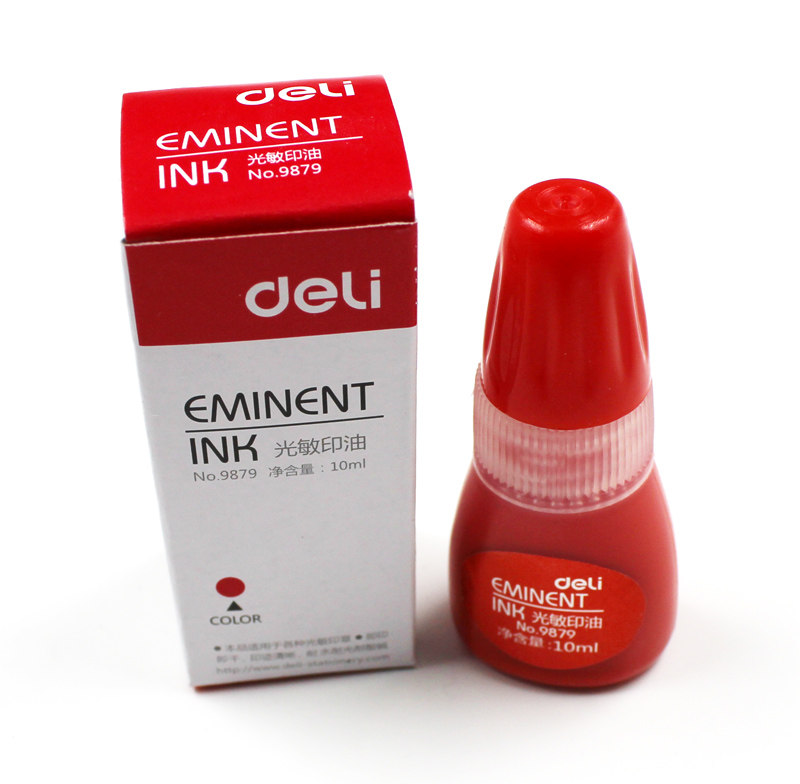 Deli photosensitive printing oil 10ml Financial special red seal oil 9879 million times seal oil 10ml