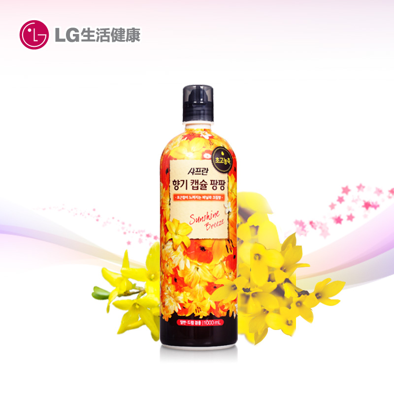 韩国LG直营正品  舒福蓝 高浓缩香气纤维柔软剂阳光微风1000ml