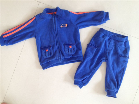 Ajia * Happybaby Shake Grain Suede Blue Baby Spring Dress Suit Children Autumn Winter Clothing Soft Children's Clothing