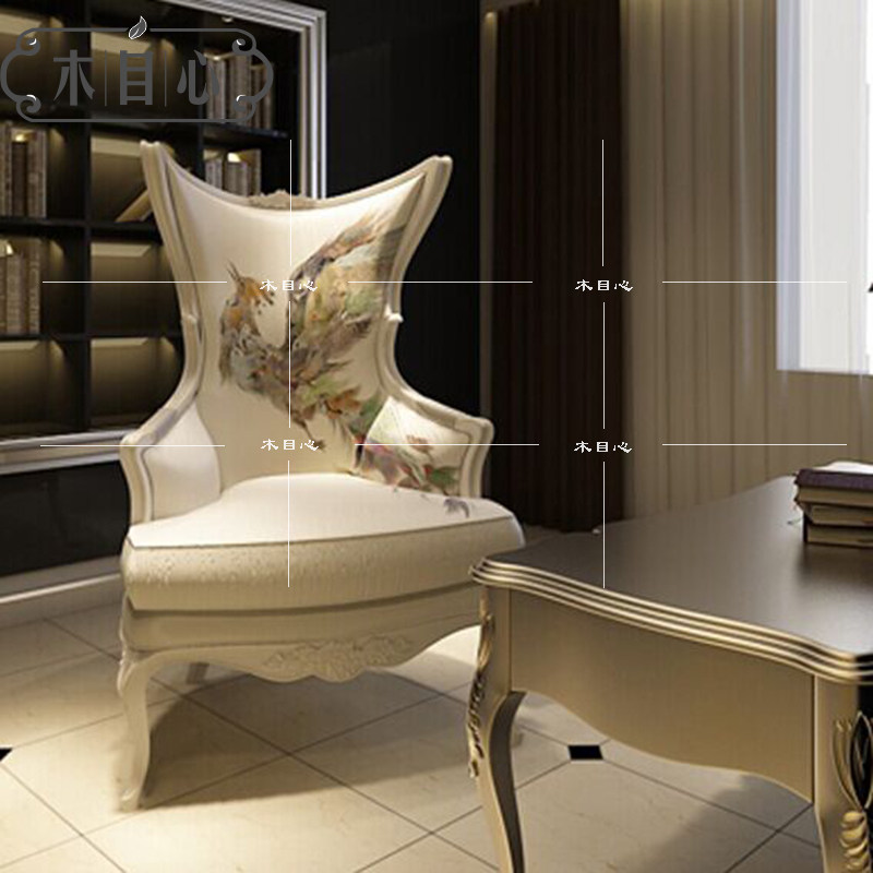 New Chinese solid wood sofa chair Leisure chair single seat sofa Euro style surrounding chair in negotiation table chair combination furniture