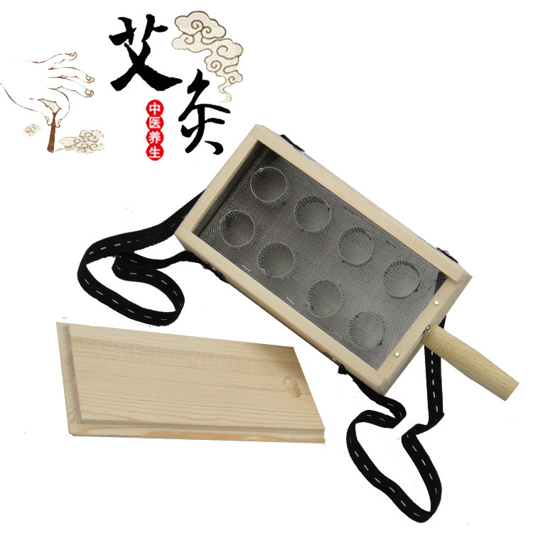 Solid wood 8 columns Moxibustion Box Wood Tummy Waist 8 Studied Waist Abdominal back Department Eivet Wooden Warm Moxibustion Box Moxibustion Apparatus