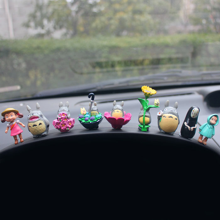 包邮汽车公仔宫崎骏 龙猫小摆件带底座模型公仔 全套9款精致摆设