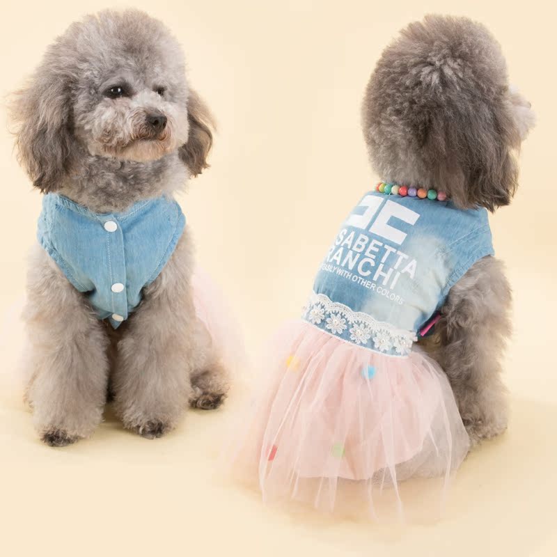 小粉裙泰迪衣服春夏装公主裙子比熊贵宾犬狗衣服宠物幼犬小狗衣服