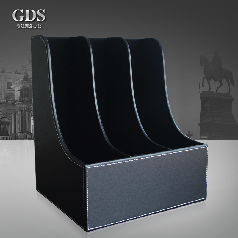High-grade business leather curved triple desktop file holder storage creative file seat frame office supplies special price