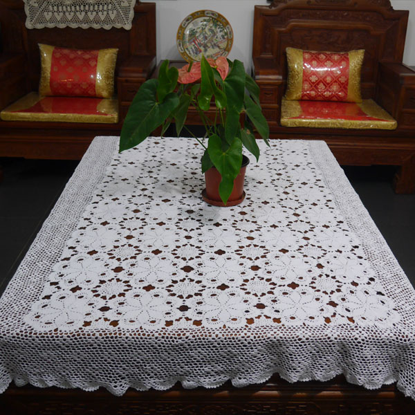 I love my home Pure handmade crochet cotton lace Hollow woven tablecloth Coffee table cover cloth curtains can be customized size
