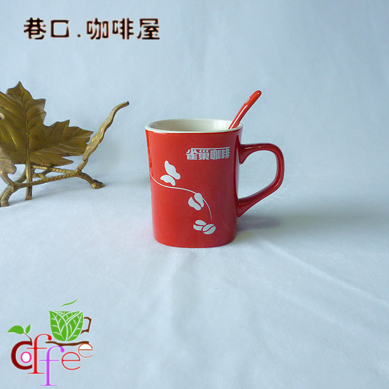 Nestle Collection Classic Red Coffee Cup Limited Edition Butterfly Coffee Red Cup Mug with red porcelain spoon