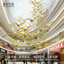 Simple modern shopping mall atrium hotel clubhouse ceiling decorative resin bird hanging decoration interior corridor soft decoration accessories