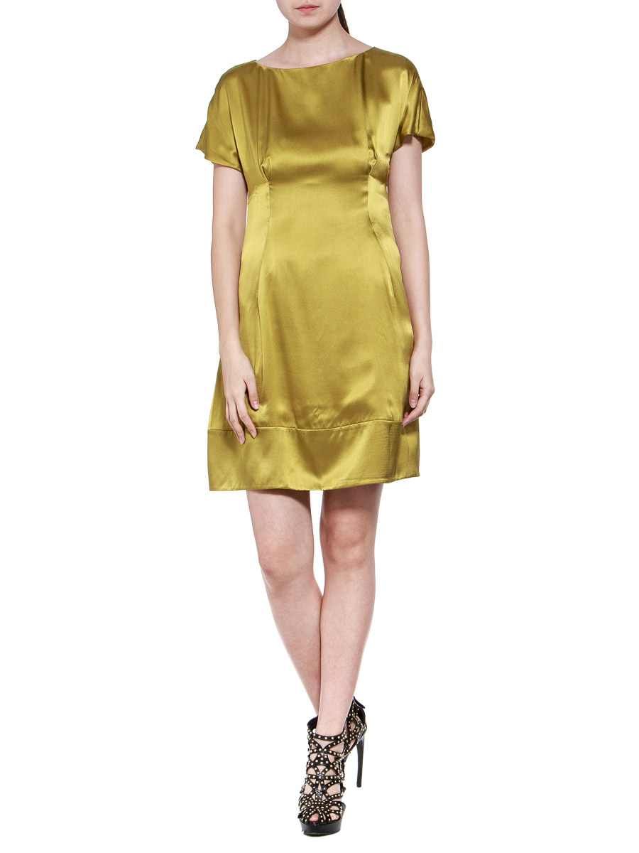 THEOPHILE 金黄色立体剪裁短袖连衣裙