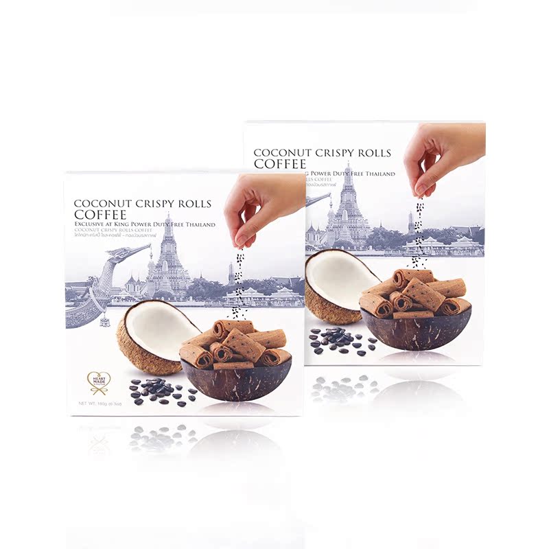 HEART MADE椰奶咖啡蛋卷180g*2盒 泰国进口正品特色饼干零食点心