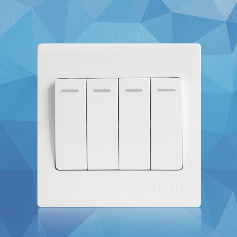 Chint four open single control switch socket 86 type NEW7D4 open 1 control panel four switch control four lights quadruple one open