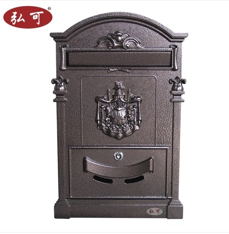 Hongke European-style villa mailbox Outdoor retro newspaper box Outdoor with lock creative wall-hanging mailbox mailbox more places