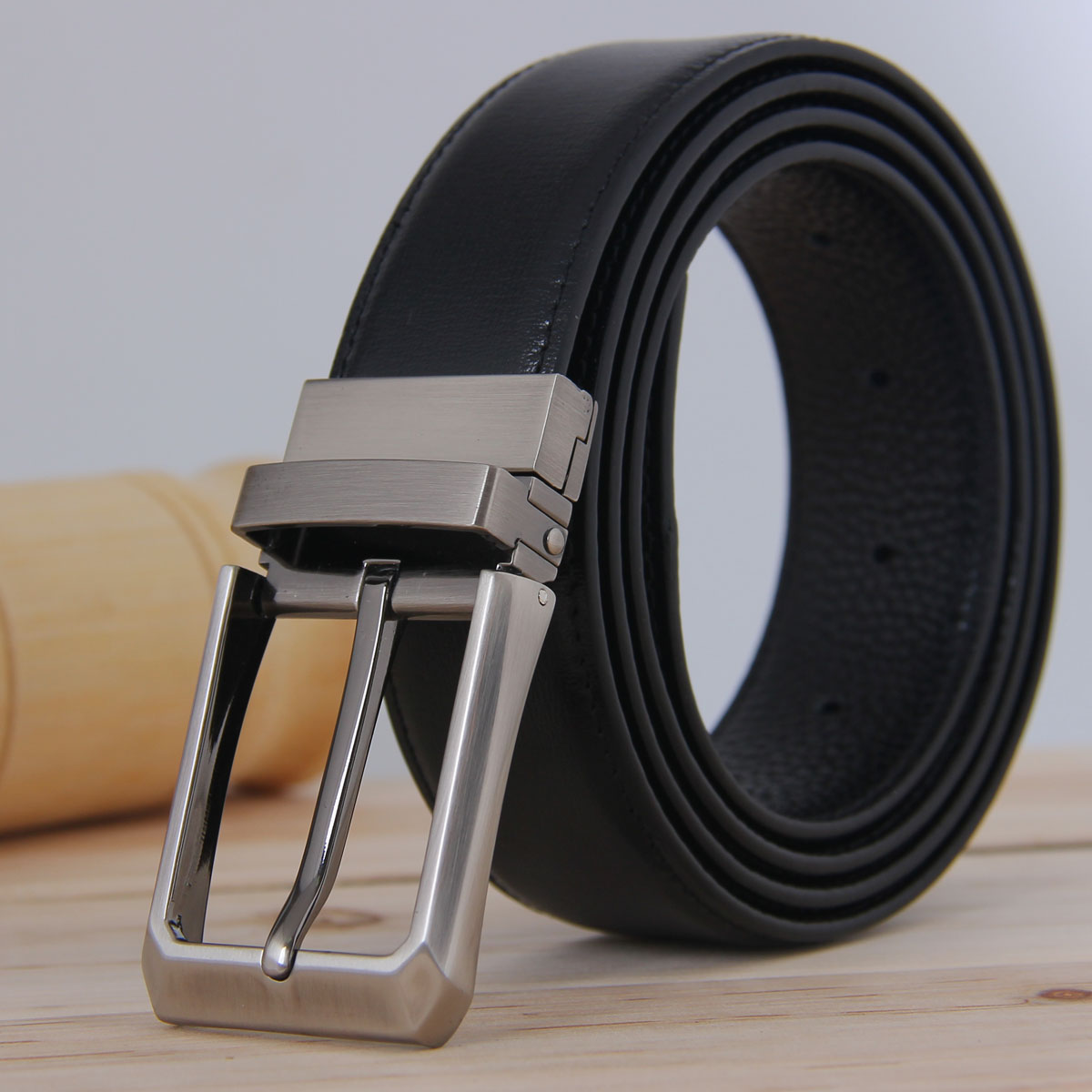 Ailanbao belt men's leather pin buckle cowhide pants belt men's casual simple youth middle-aged fashion trend