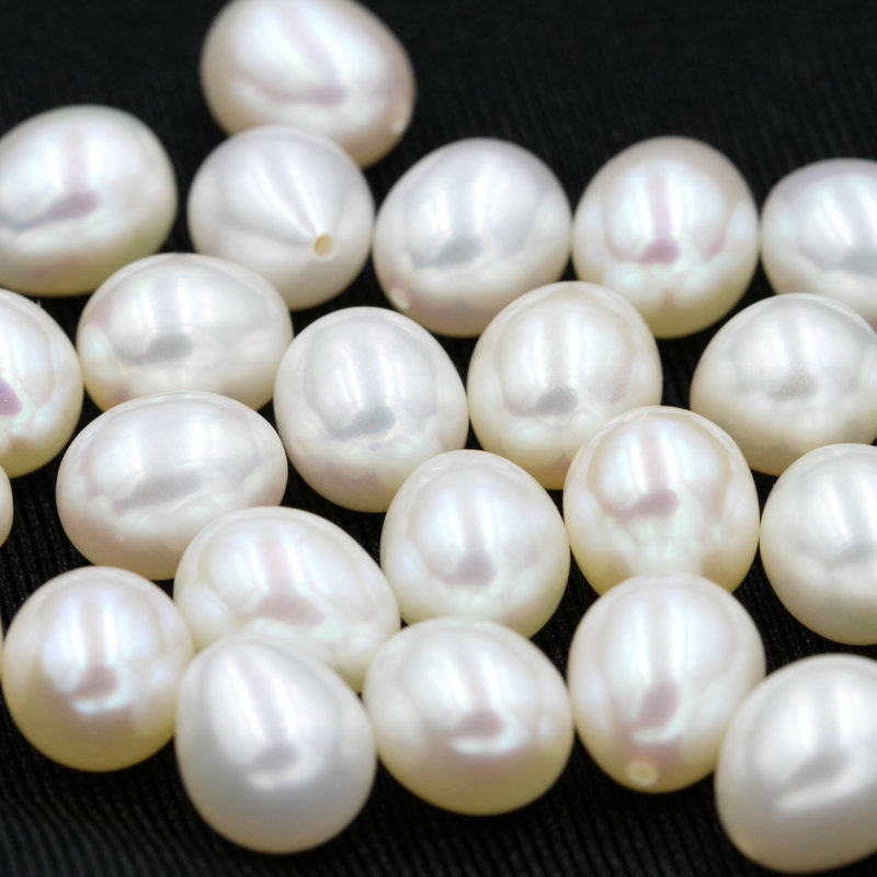 Pearl pendant semi-finished accessories half-hole nude beads 9-10mm near free intense light diy drop-shaped