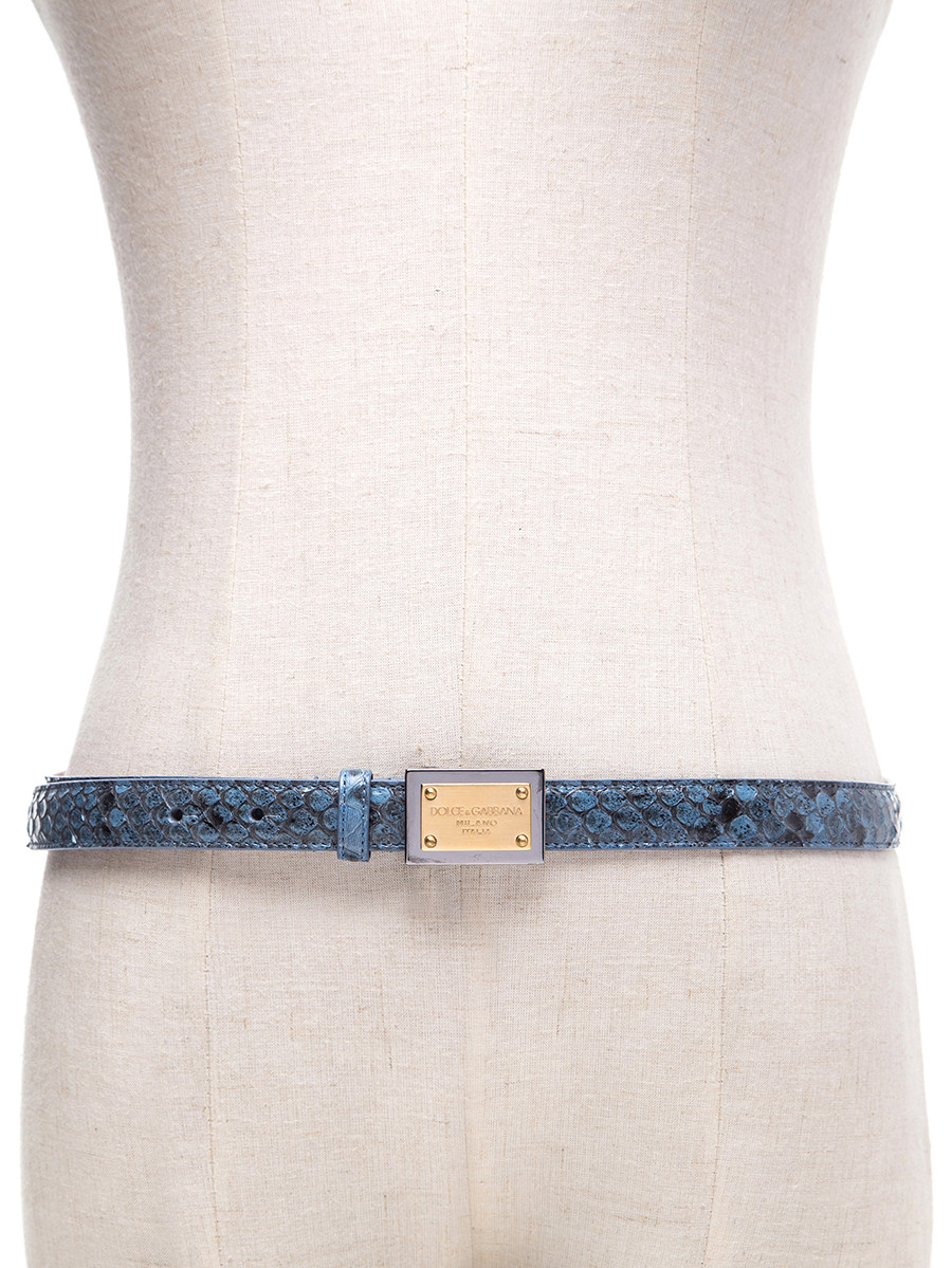 Dolce&Gabbana 蓝色动物纹扳扣式腰带
