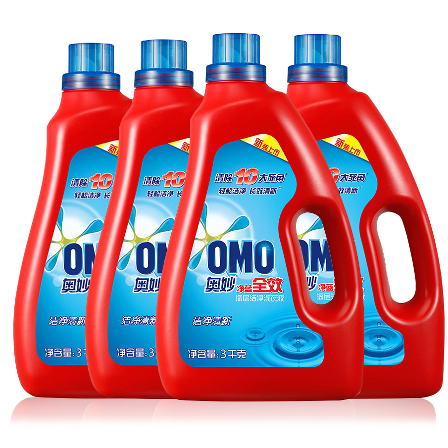 OMO奥妙净蓝全效深层洁净洗衣液3kgx4瓶 整箱装 护色正品多省包邮