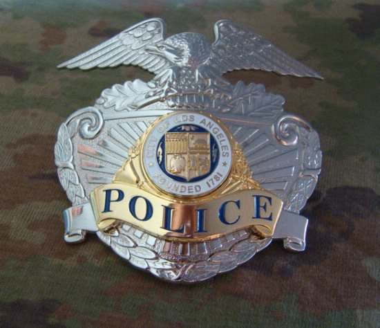 US Badge Los Angeles Cap Badge LAPD Metal Badge Solid Bronze