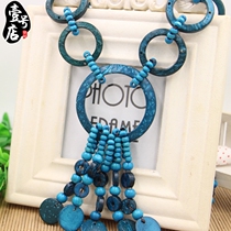 New Hainan Featured Coconut Shell Necklace Woman Long style National Wind Bohemian 100 lap ornament