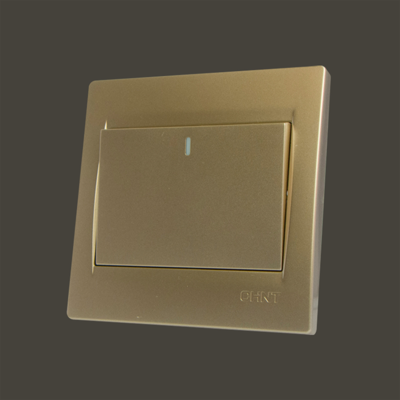 Zhengtai Champagne Gold open double cut switch socket NEW7Q single open 2 control panel electrician 2 open