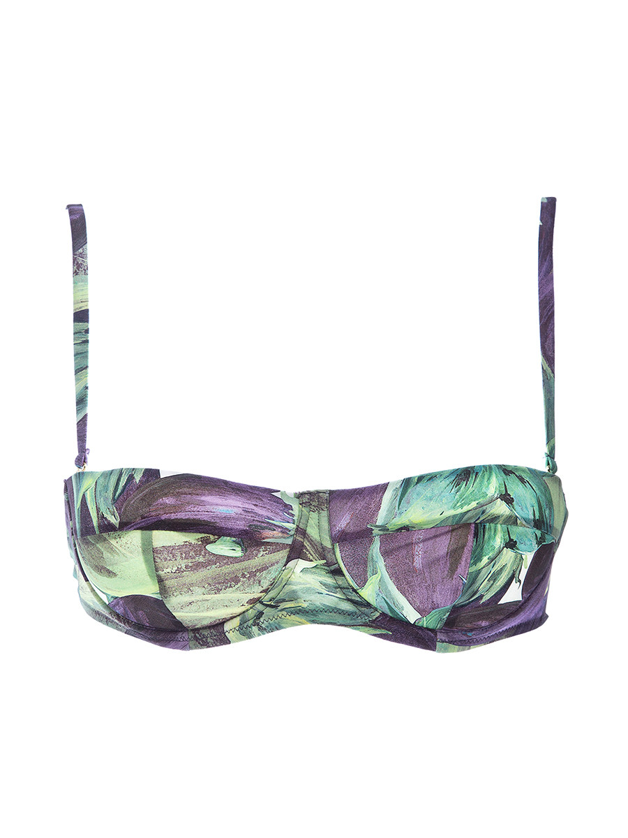 Dolce&Gabbana 紫拼绿印花吊带泳衣