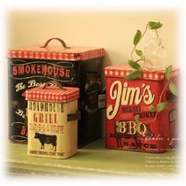 American retro Japanese zakka nostalgic glass jar wooden box cement cornstone metal decorative bottle jar collection