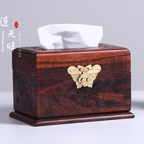 Lao Large Red Acid Branches Red Wood Paper Towel Box Solid Wood Car Retro Pumping Cardboard Box Home Napkins Box Gift