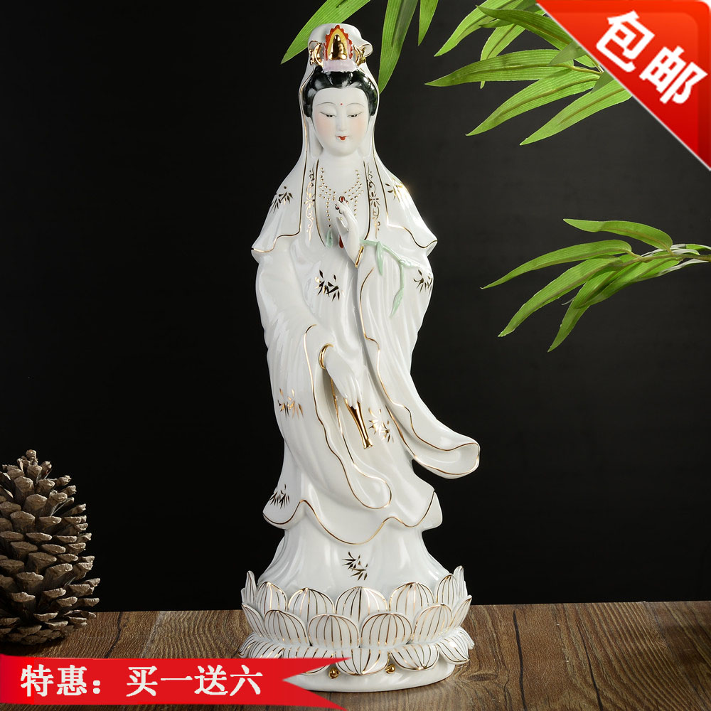 Ceramics in the Guanyin Buddha statue ornament Zen home home with white porcelain net bottle Guanyin Bodhisattva offering handicrafts