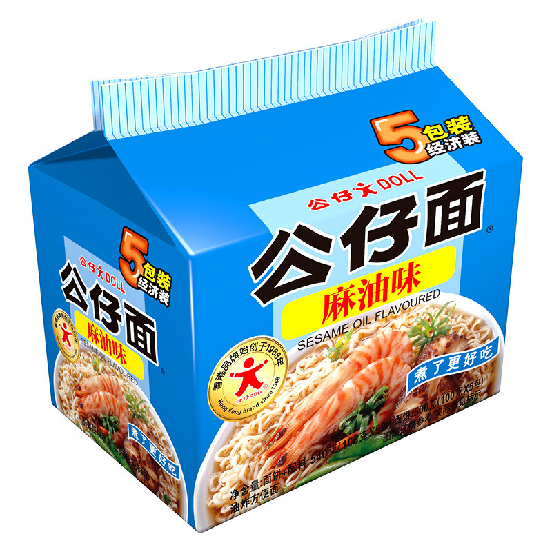 【天猫超市】公仔面五包经济装(麻油味) 540g香港品牌方便面○