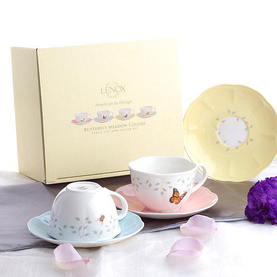 台湾官网直邮进口【Lenox】蝶彩缤纷精致茶杯四件组