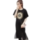 Váy bà bầu mùa hè Hàn Quốc tay áo ngắn sequin đầm thời trang dài phần khâu lưới bà bầu váy mùa hè