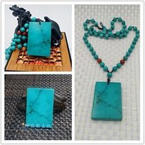 Hubei natural raw ore rough stone no optimization turquoise Ping An card necklace Blue turquoise pendant Hand handle hand play stone